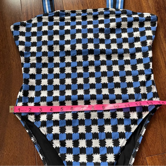NWT Solid & Striped The Riley Check Knit Check Blue One Piece Swim Suit Size M - Picture 13 of 14